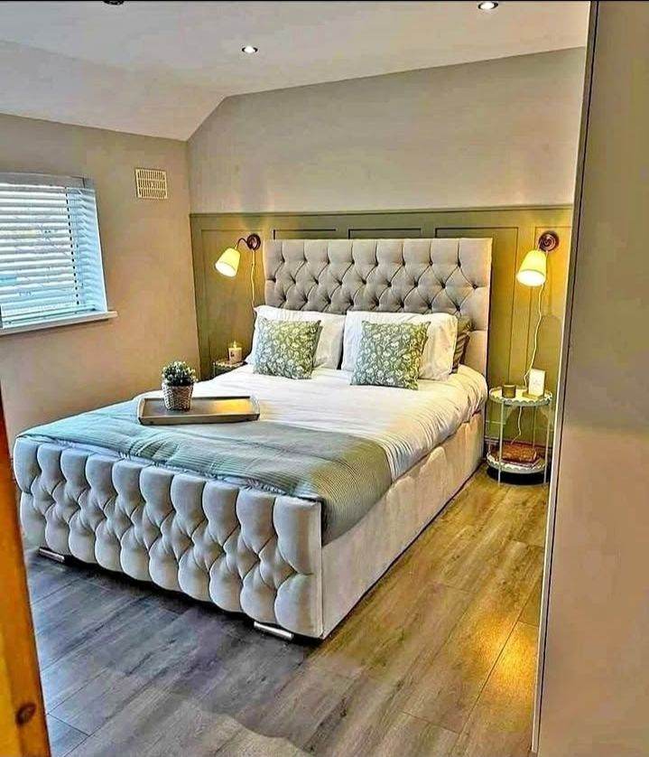 New Grey Double Bed with Headboard & Underbed Storage Drawers
