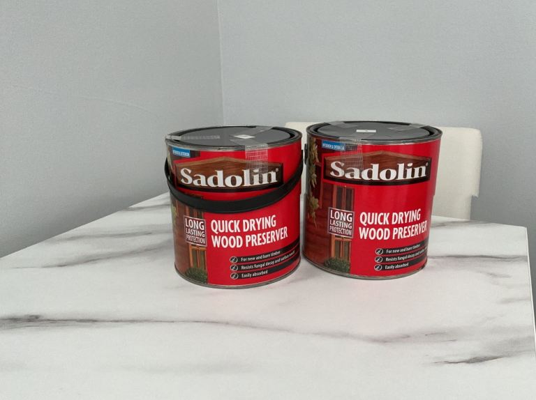 Two Tins Sadolin Quick Drying Wood Preserver – New