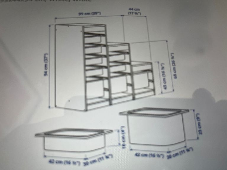 Storage Unit White with Bins