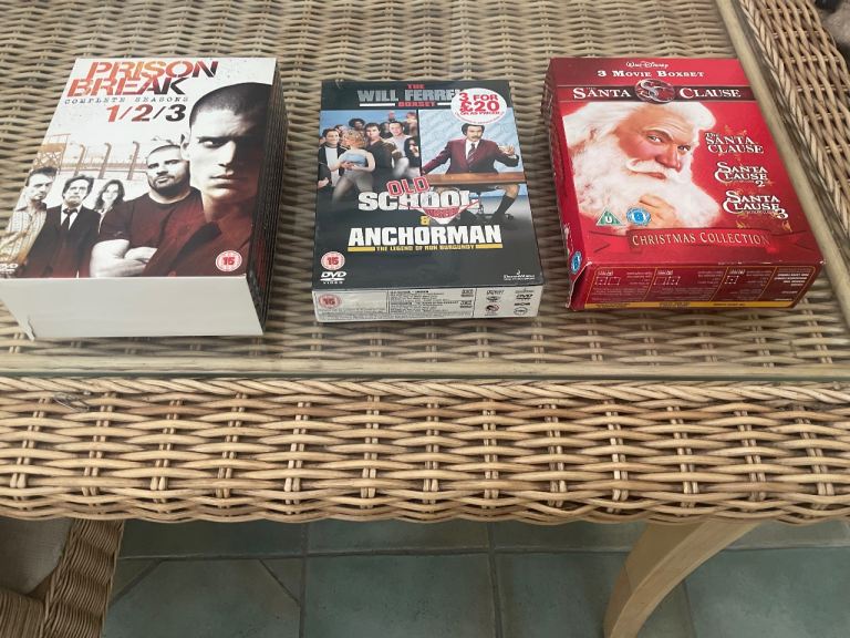 DVD Box Sets: Prison Break, Old School/Anchorman, and Santa Clause Collection