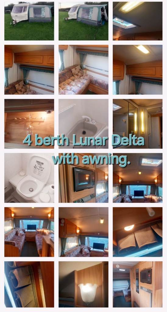 LOVELY CLEAN DRY 4 BERTH LUNAR DELTA CARAVAN+AWNING FOR SALE