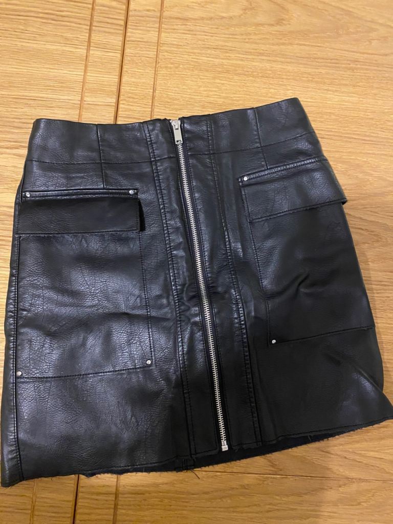 Black Leather Look Skirt With Zip
