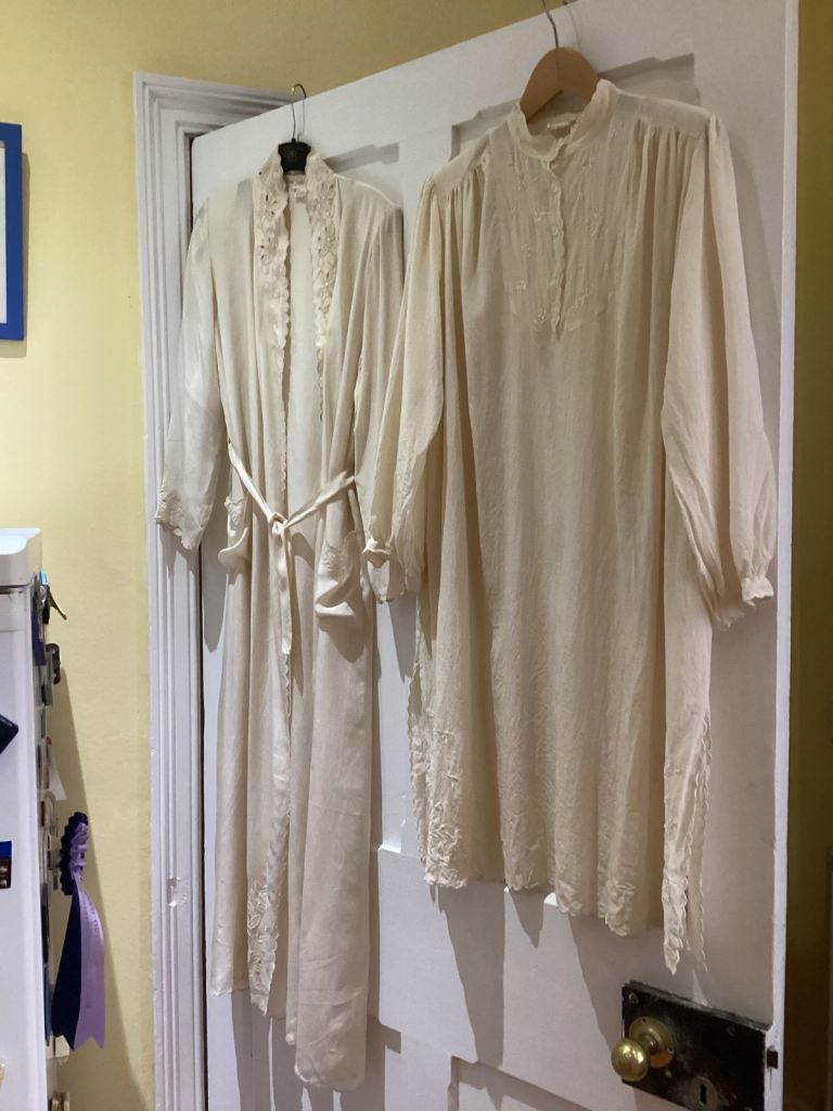 Silk embroidered nightdress & gown 