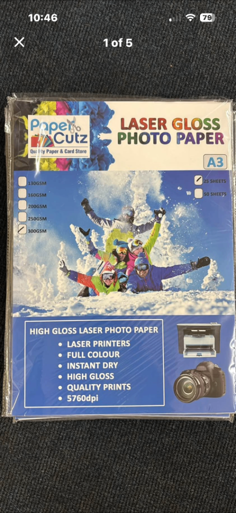 Paper Cutz A3 Laser Gloss Photo Paper 300GSM - NEW