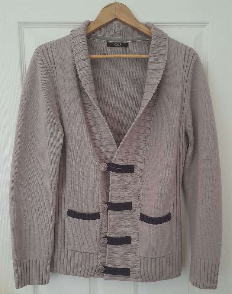 Enos Chunky Knit Cardigan – Beige, Good Condition