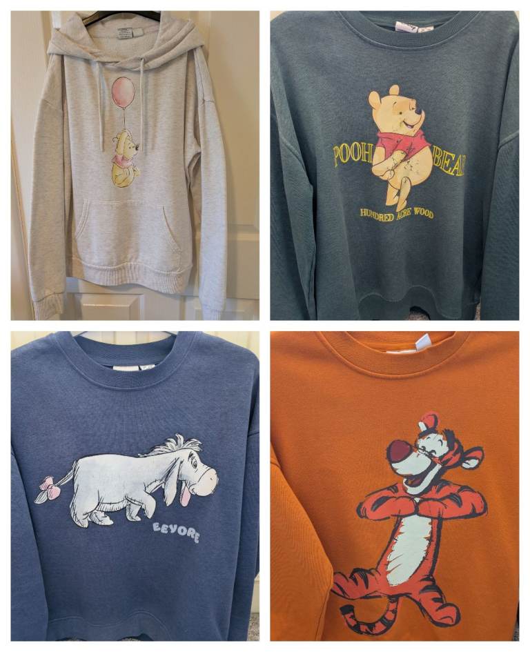 Bundle (4) Winnie the Pooh & Friends Jumpers and Hoodies- XS- Size 6 -8