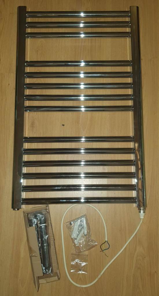 Silver Chrome Electric Towel Rail Radiator 500mm x 800mm 150W NEW COLLECT NW9