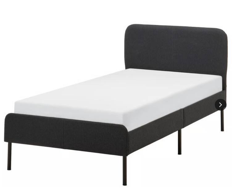 IKEA SLATTUM Upholstered Bed Frame - Vissle Dark Grey, Standard Single