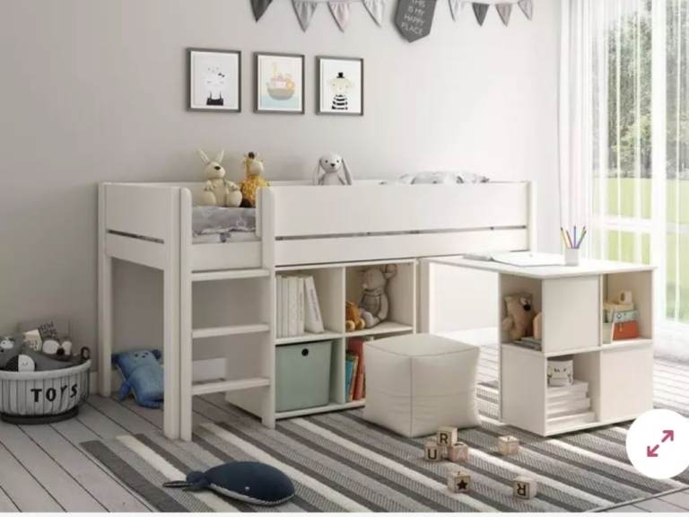 Single Mid-sleeper bed with storage & desk