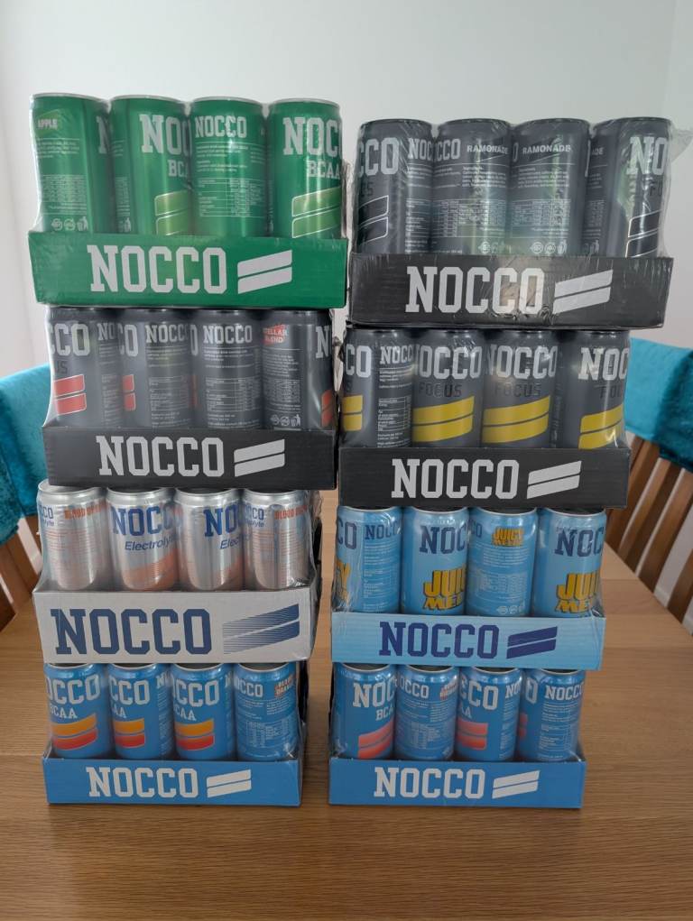 NOCCO ENERGY DRINK - 7 X different flavour cases of 12. Each case of 12 is £5 BRAND NEW SEALED