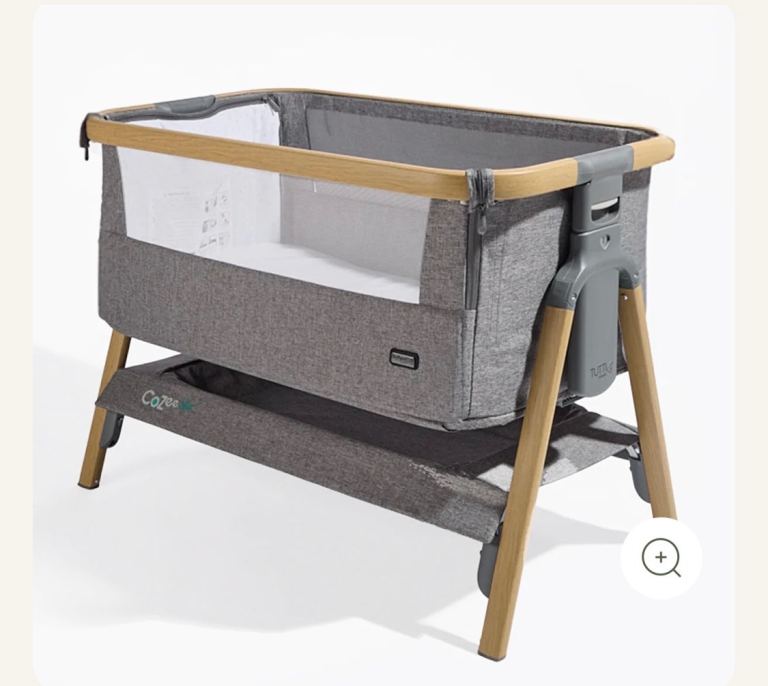 image for Tutti Bambini CoZee Air Bedside Crib / Bedside Next to Me/ Bassinet - Oak & Charcoal