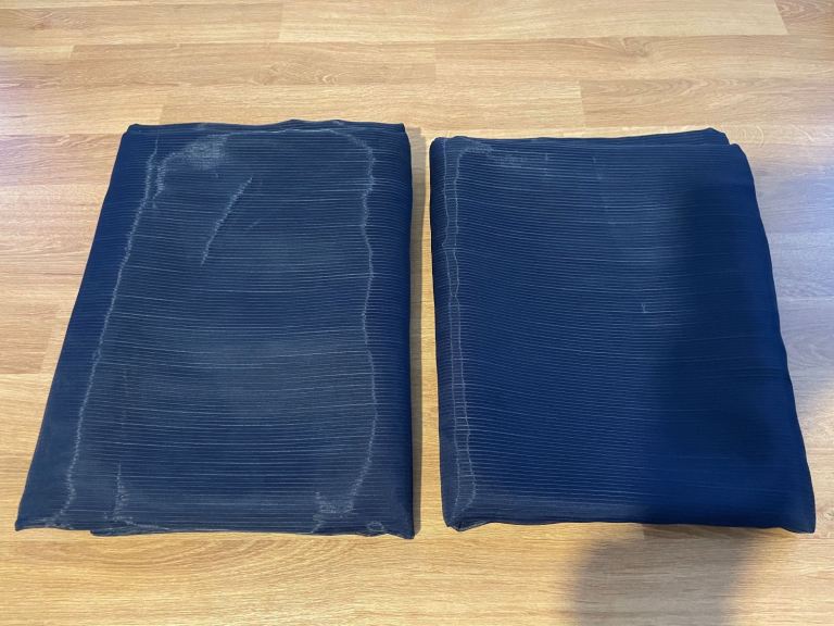 2-Pieces sheer navy voile curtains with hooks – 250x145cm, living room & bedroom