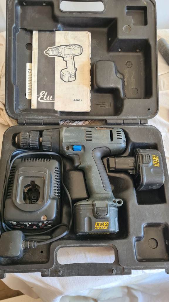 Elu cordless 12volt drill 2x batteries hammer+drill driver