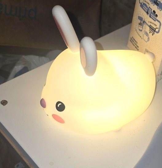 A new still boxed soft Bunny Night Light Lamp,BPA Free Silicone Rechargeable 