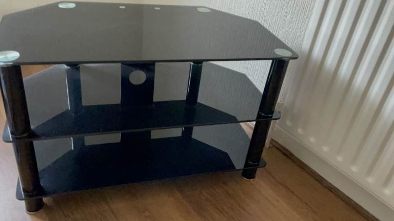 TV Stand - Blacked Tinted Glass