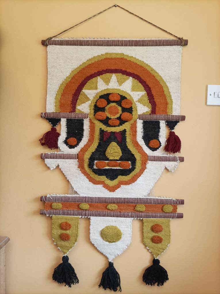  Stunning very large mid century modernist/MCM Fibre Art vintage wall hanging Don Freedman?