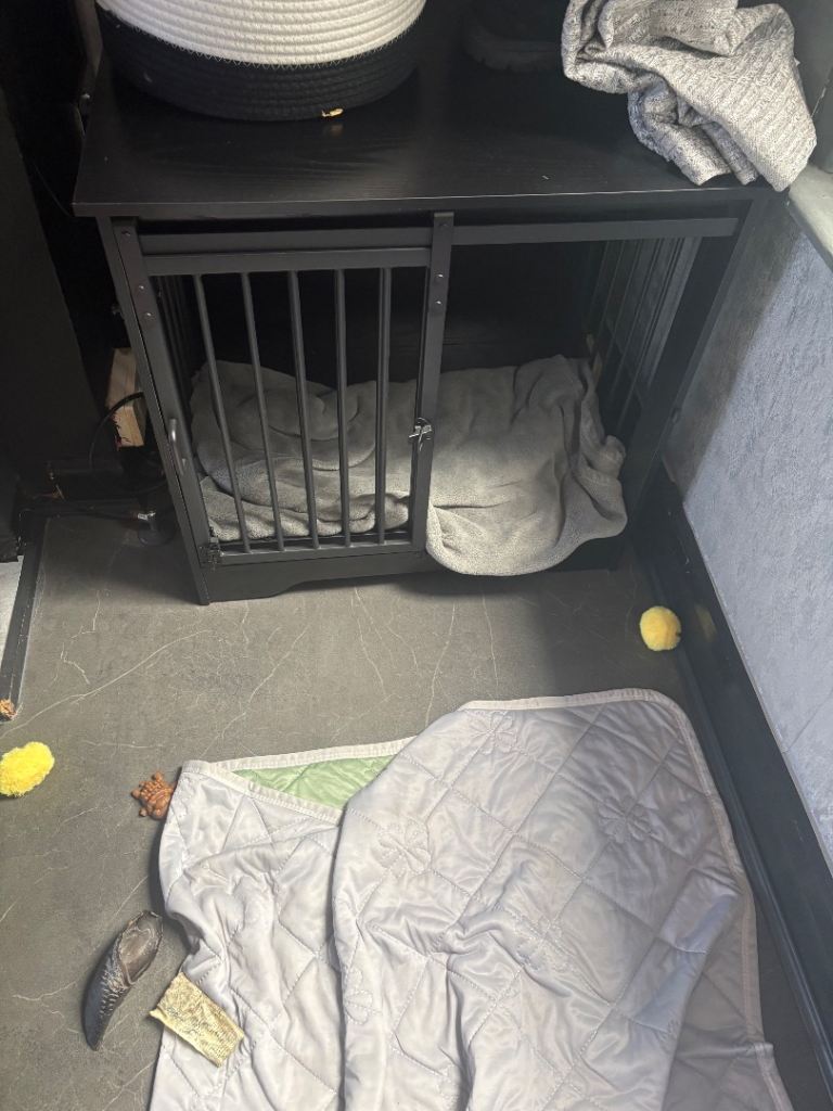 Dog cage black cupboard 