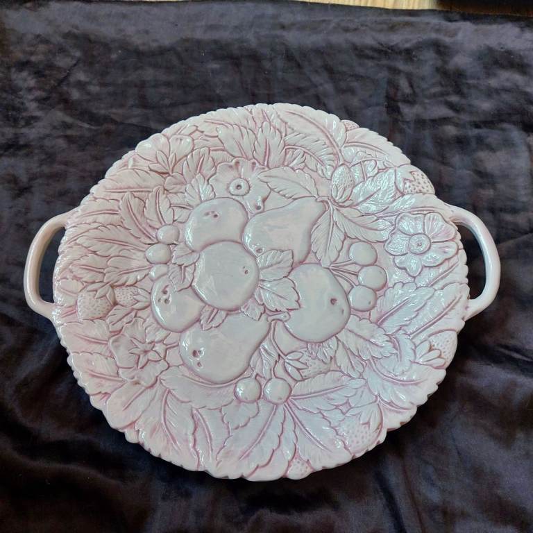 Vintage Italian Ceramic Fruit Serving Platter with Handles