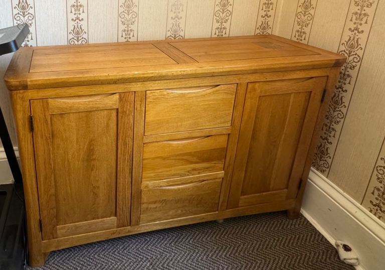 Solid Wood Sideboard with Drawers and Cupboards – Good Condition