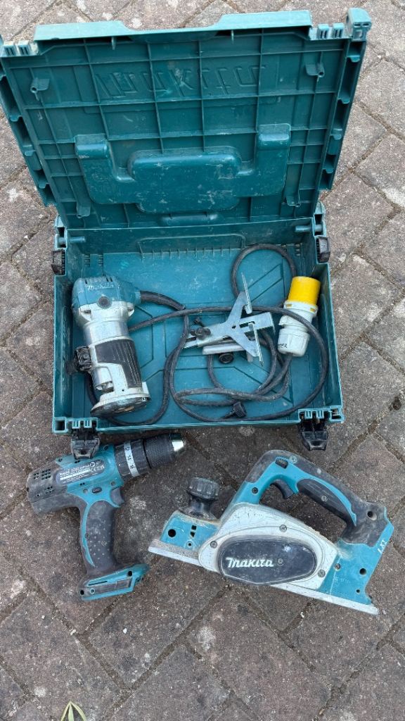 Makita Power Tool Bundle: Drill, Planer, Router with Case