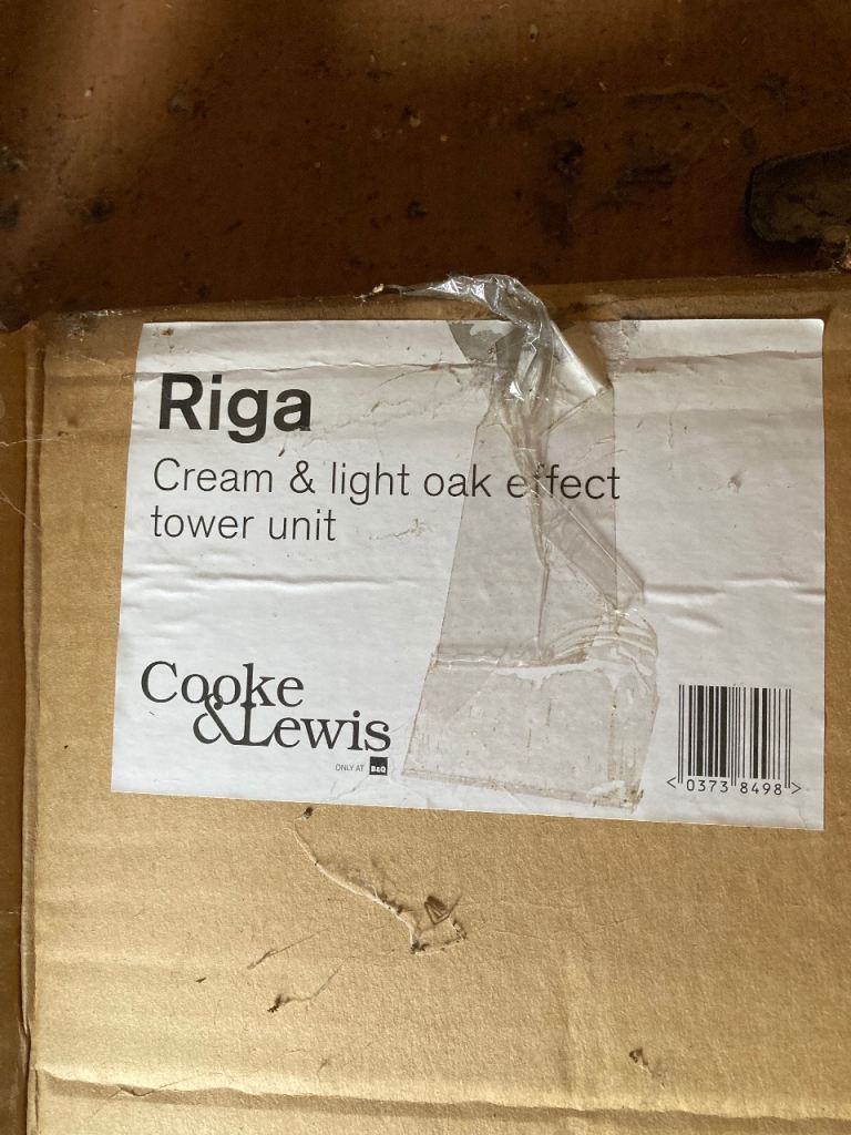 Cook and Lewis Cream and Light Oak  Tall bathroom cabinet unused