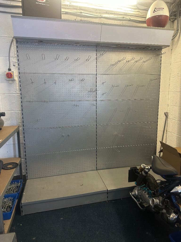 Retail Shop Display Pegboard Unit with Lighting and Hooks