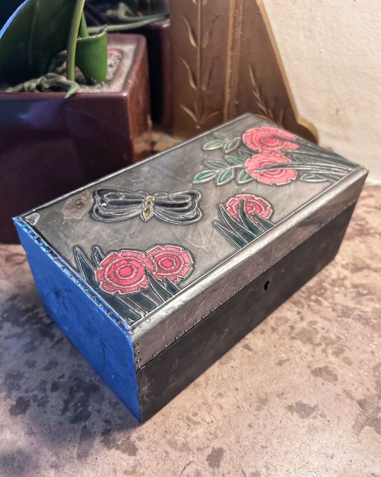 Original Arts & Crafts Repoussé Tea Caddy