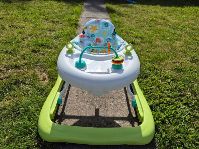 Chad Valley Baby Walker – Green and White, Very Good Condition