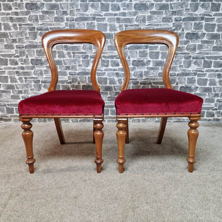 Pair of Antique Victorian Balloon Back Dining Chairs, £45 each