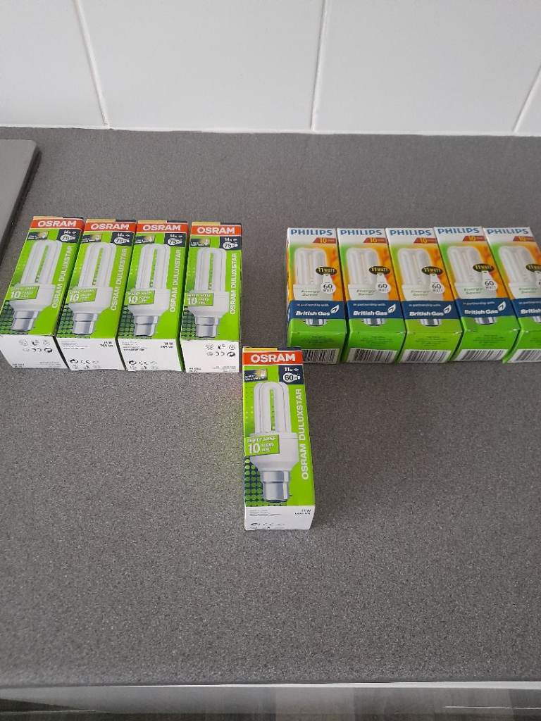 9 NEW Bayonet energy saving CFL bulbs.NOW ONLY £5 THE LOT!
