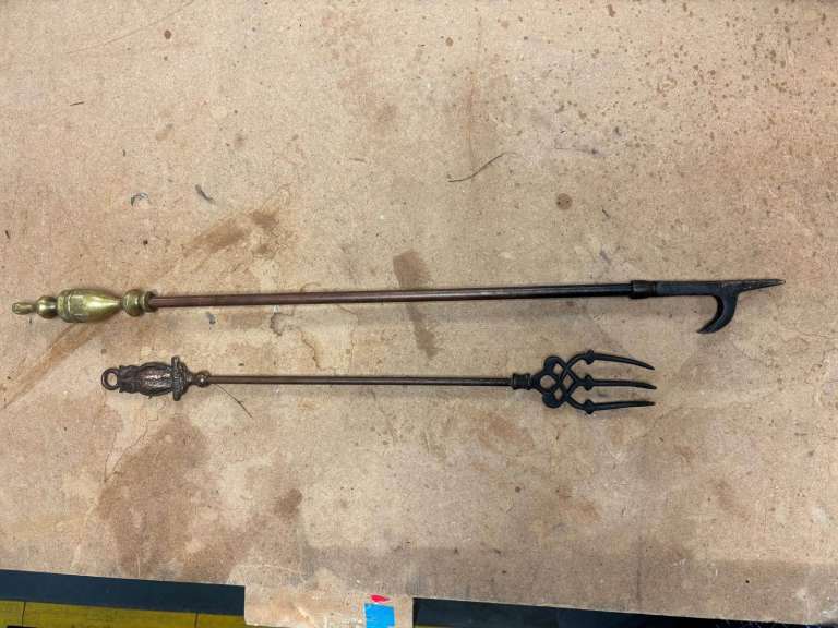 Vintage Metal Fireplace Companion Set – Poker and Tongs