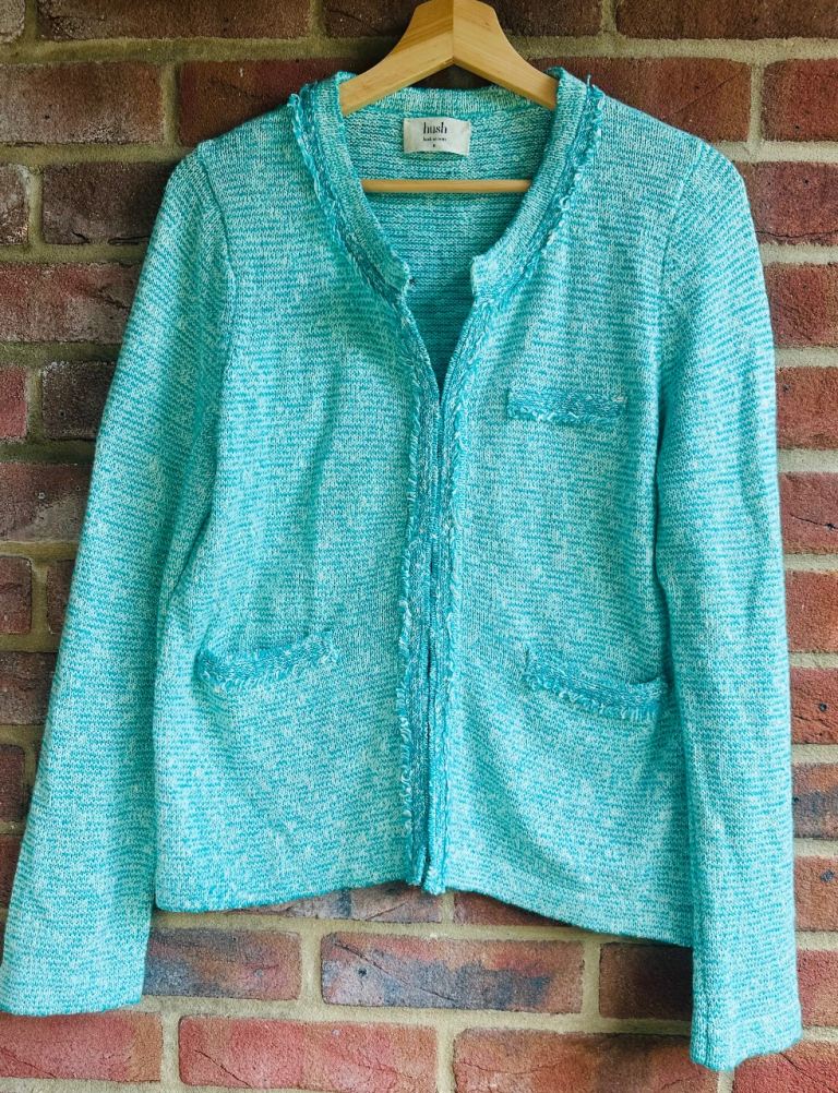 Hush Cotton Blend Cardigan in Aqua Blue – Size M, Good Condition