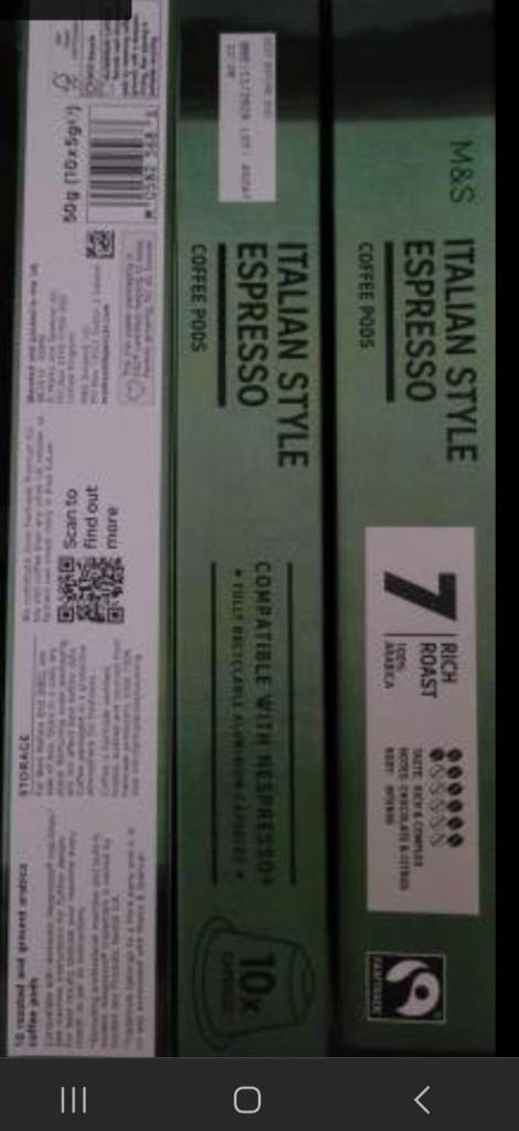 M&S Italian/ House  Style Espresso Coffee Pods