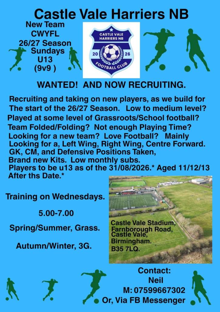 Outfield Players Wanted.   u13  Year 7/8.  26/27 Season.    Positions Required* RW-LW-CF.*
