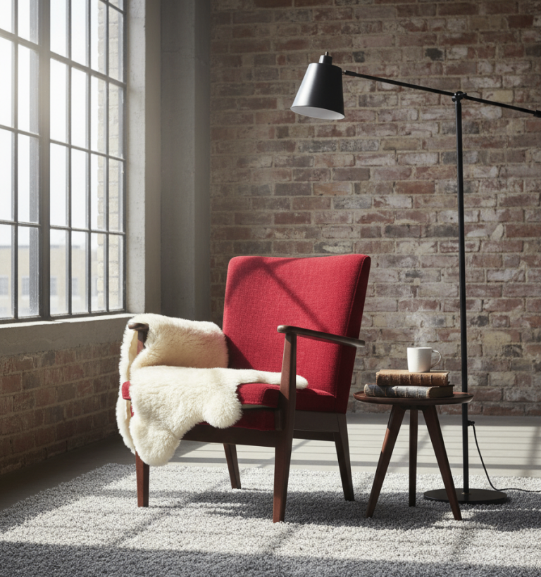 ​Vintage Parker Knoll PK733 | Mid Century Modern Statement Chair | Danish style | Red velvet 