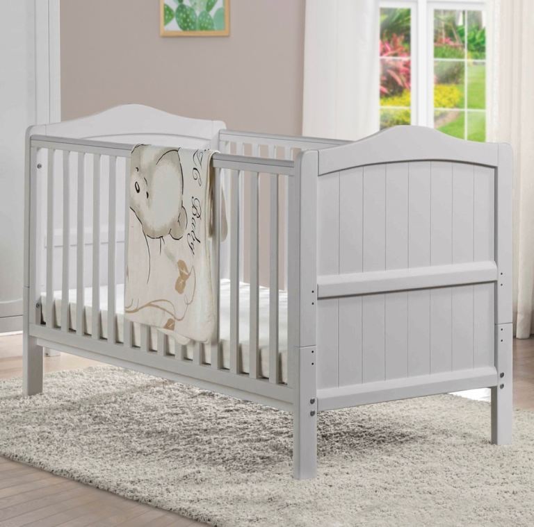 Grey Nested Sorrento Cot Bed - PRELOVED - MATTRESS INCLUDED PLUS MORE - PLEASE SEE BELOW
