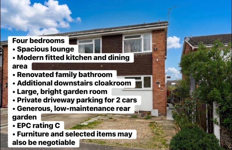 4-BEDROOM FAMILY HOME FOR SALE IN CAMBRIDGESHIRE , HUNTINGDON