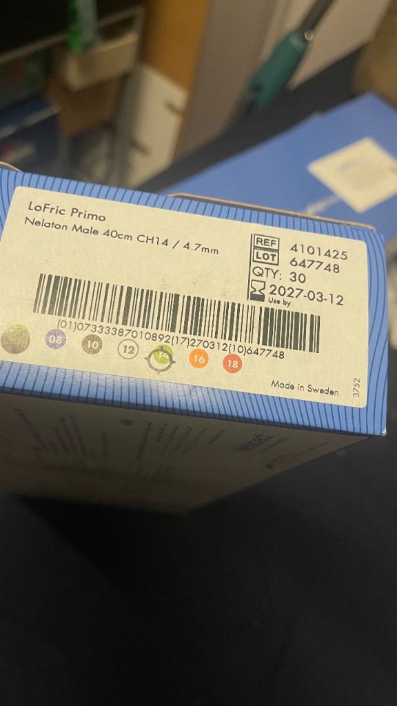 L0 FRICPrimo male Nelaton for man CH14 40 CM 4.7 mm ref no 4101425 total 30 pieces 