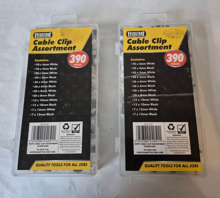 Cable Clip Assortment Set 390pcs (2 boxes)
