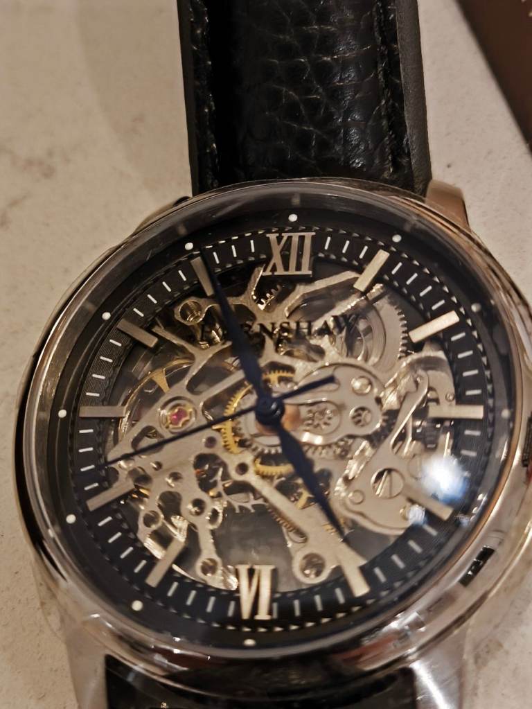 Gents, mens, automatic skeleton watch, new in box