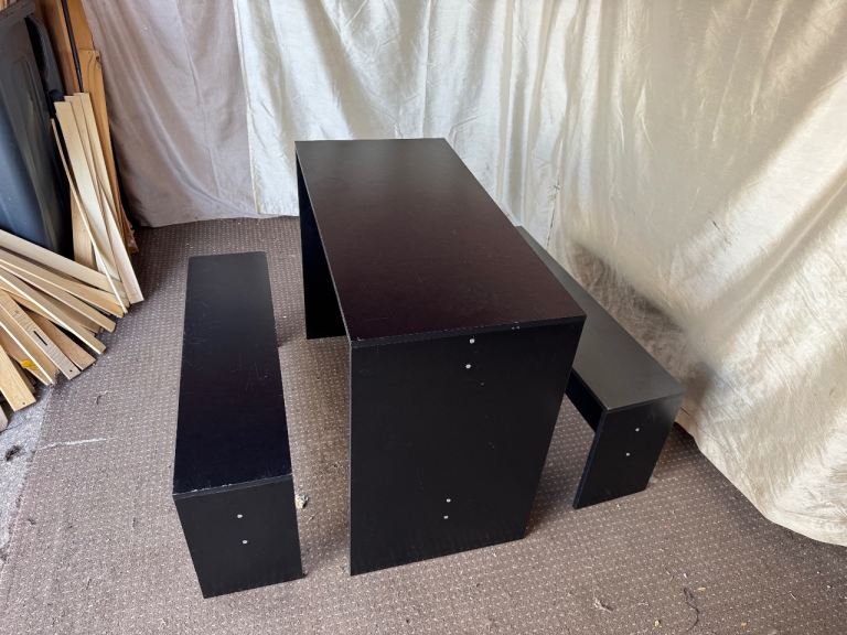 Black table with 2 benches   Can deliver 