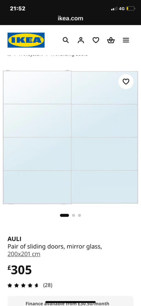 IKEA pax sliding mirror doors