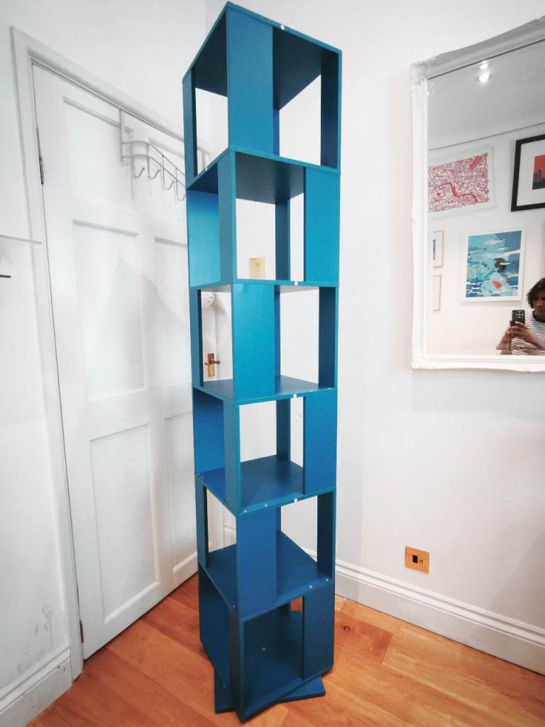 BELIFEGLORY 360° Rotating Bookshelf – 6-Tier, Blue, Good Condition