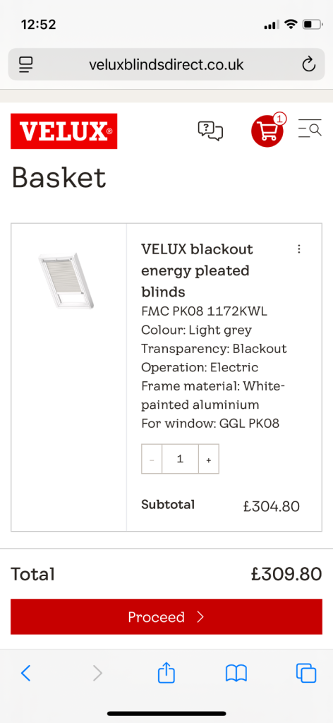 Velux black out energy pleated electric blinds FMC PK08