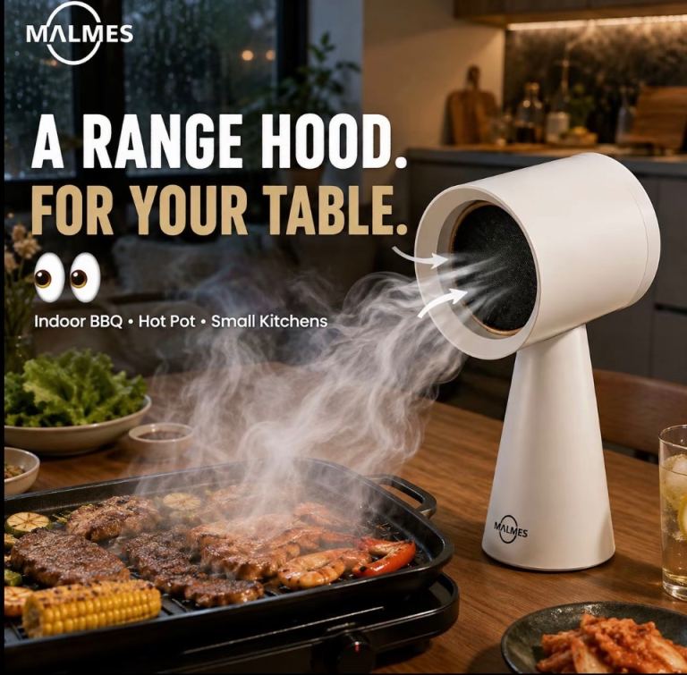 MALMES Portable Tabletop Range Hood – New, White