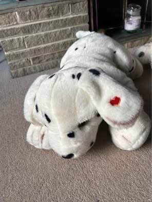 Large White & Black Spotted Plush Dog Soft Toy