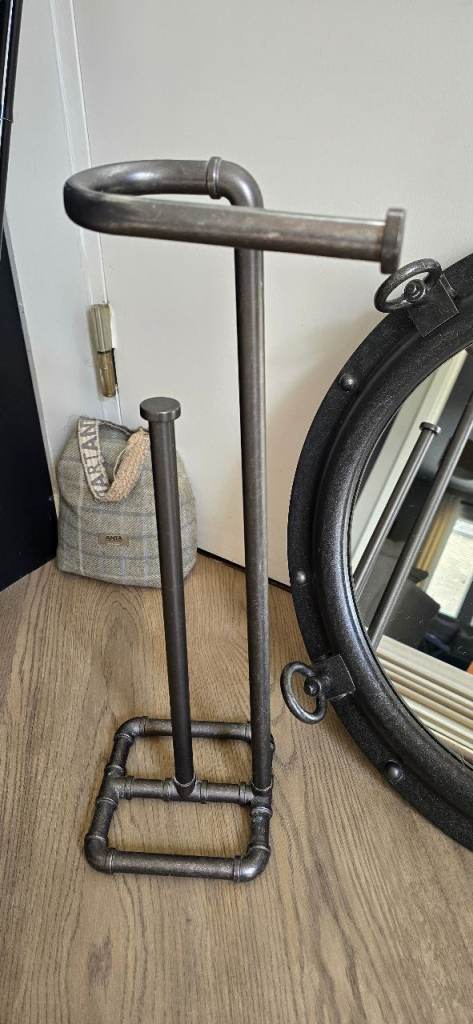 Next industrial porthole mirror and matching toilet roll stand