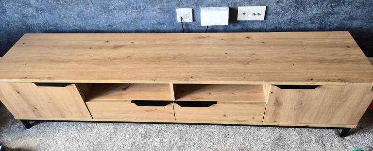 Wooden TV Unit with Storage – Good Condition