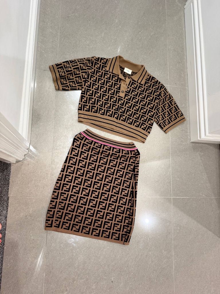 Fendi FF Monogram Knitted Co-ord Set - New, XS/S