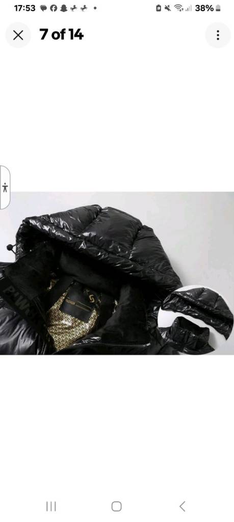 Mens Large black gold designer coat